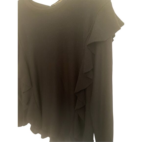 Kobi Halpern Black 100% Merino Wool Ruffle Sweater Sz M - Picture 5 of 6